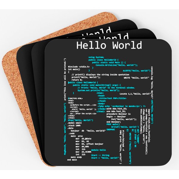 Hello World Coding, Computer Programming Languages Coasters-image