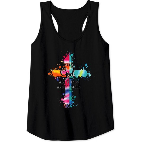With God All Things Are Possible, Christian Faith Tank Tops-image