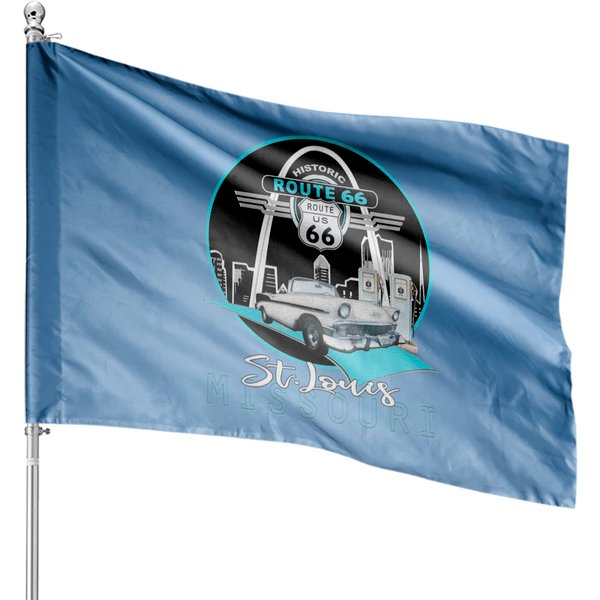 St Louis Missouri Route 66 Iconic Gateway Arch Souvenir House Flag-image