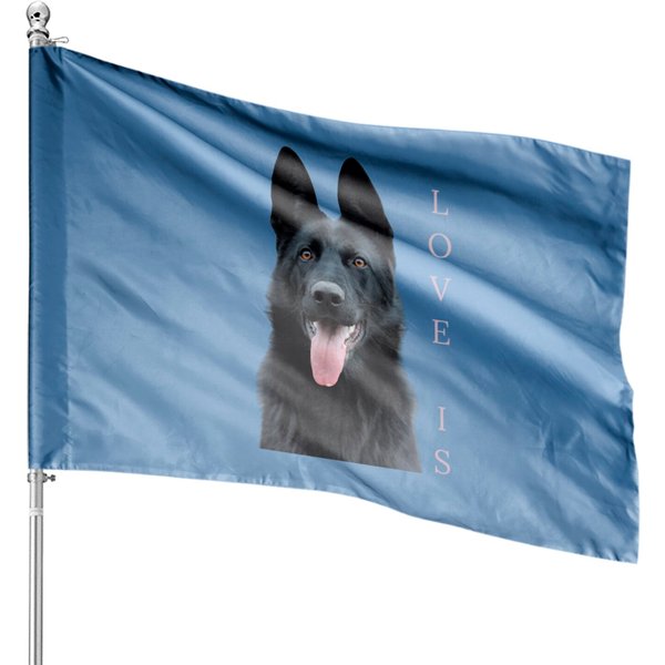 Black German Shepherd Dog House Flag-image