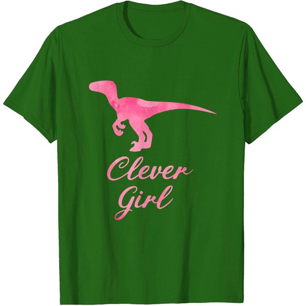 Clever Girl - Pink Dinosaur - Girl - T-Shirt-image