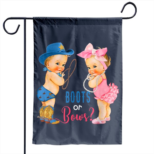 Cute Boots Or Bows Gender Reveal Party Garden Flags