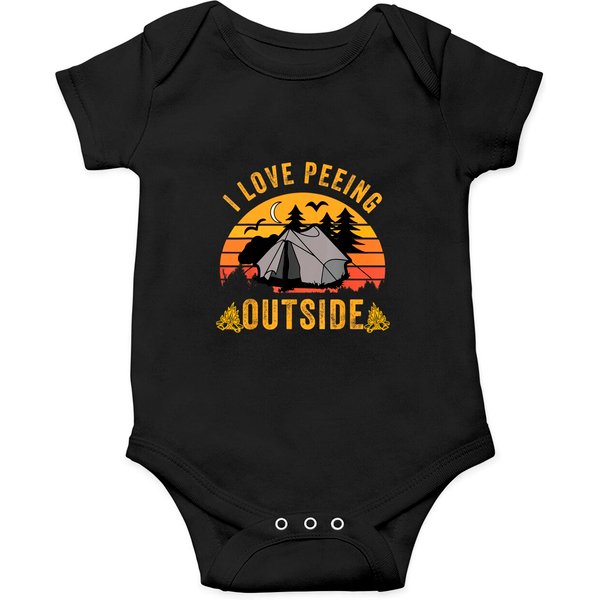 I Love Peeing Outside Sunset Vintage Outdoor Camping Funny Onesie-image