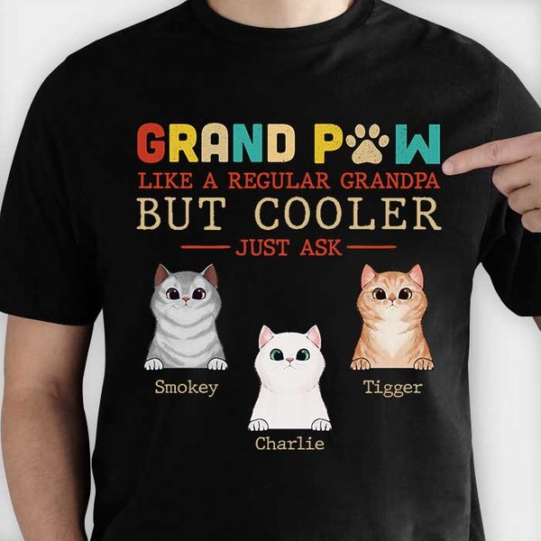Grandpaw Like A Regular Grandpa But Cooler - Personalized Unisex T-Shirt, Father's Day Gift, Custom Gift For Cat Lovers-image