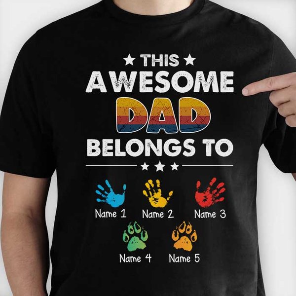 This Awesome Dad Belongs To - Gift For Dad, Personalized Unisex T-Shirt-image
