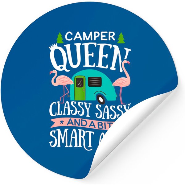 Camper Queen Classy Sassy And A Bit Smart Assy Sticker Camping Rv Flamingo Trailer-image