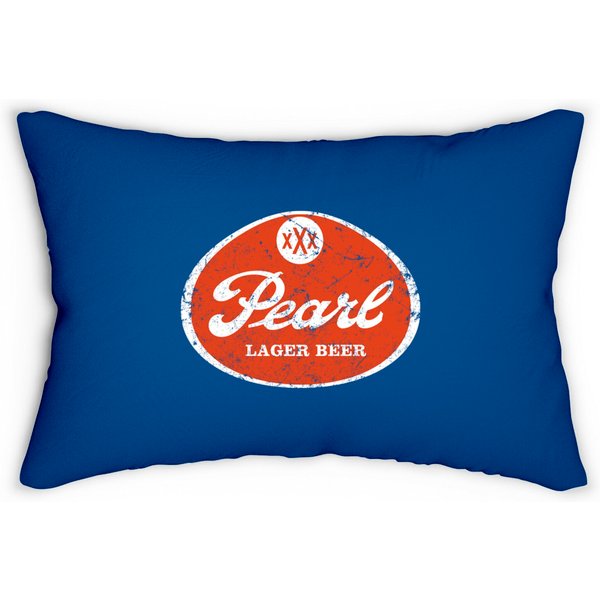 Vintage Beer Lumbar Pillows Vintage Pearl Beer Family Texas 1883 Funny Men's