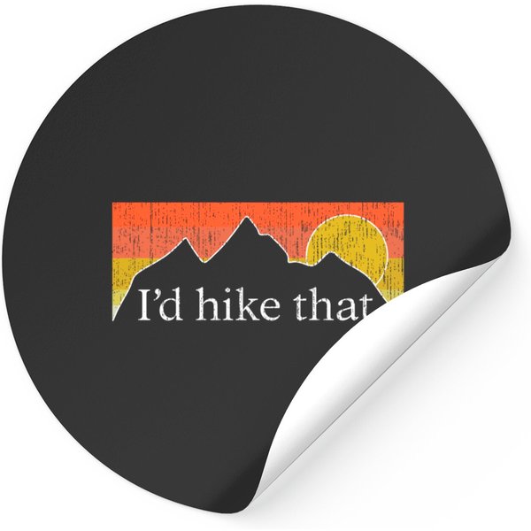 I'd Hike That Hiker Hiking Mountain Sunset Vintage Sticker-image