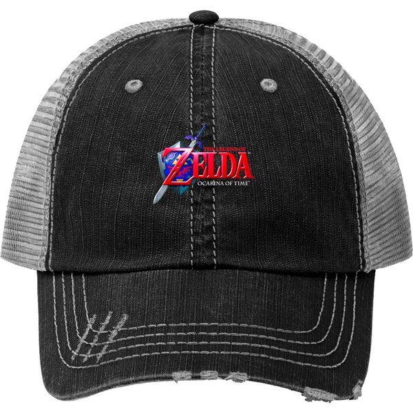 Nintendo Zelda Ocarina Of Time Classic Logo Graphic Trucker Hats-image