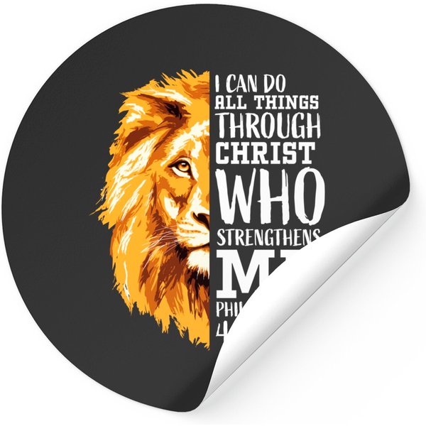 Philippians 4:13 Christian Verse Gifts Men Religious Lion Sticker-image