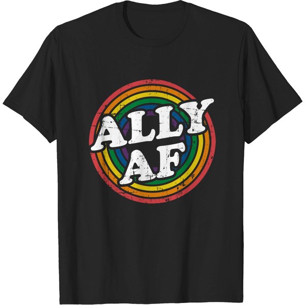 Ally Af Rainbow Flag For Lgbt Pride Month Support T-Shirt-image