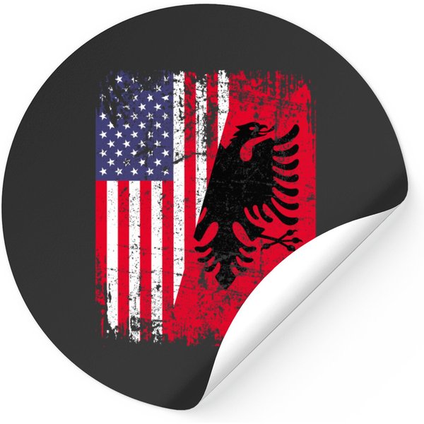 Albanian Roots | American Flag | Albania Sticker-image