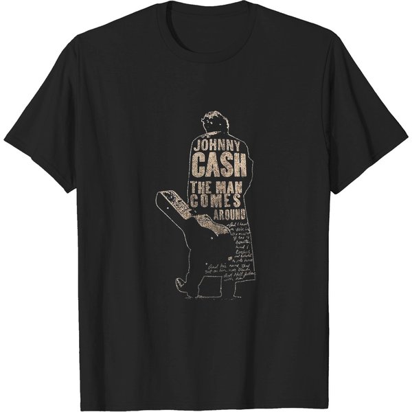 Johnny Cash Rear Profile Guitar Country Rock Tee T-Shirt-image
