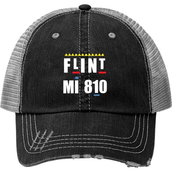 Flint Michigan Mi 810 Native Residents Supporters Pride Trucker Hats-image