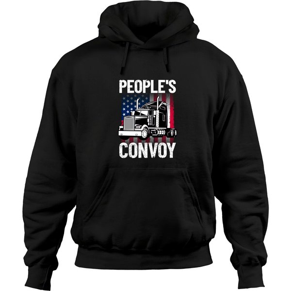 People's Convoy Freedom Convoy 2022 American Trucker Pullover Hoodie-image