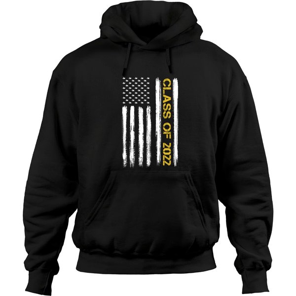 Senior Class Of 2022 Patriotic American Flag Graduation Gift Pullover Hoodie-image
