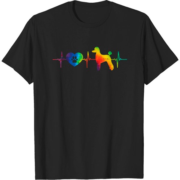 Heartbeat Paw Poodle Tie Dye Hippie Pet Dog T Shirt-image