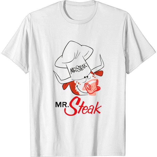 Mr. Steak T-Shirt - Defunct Restaurant Chain - White Version - Steakhouse - T-Shirt-image