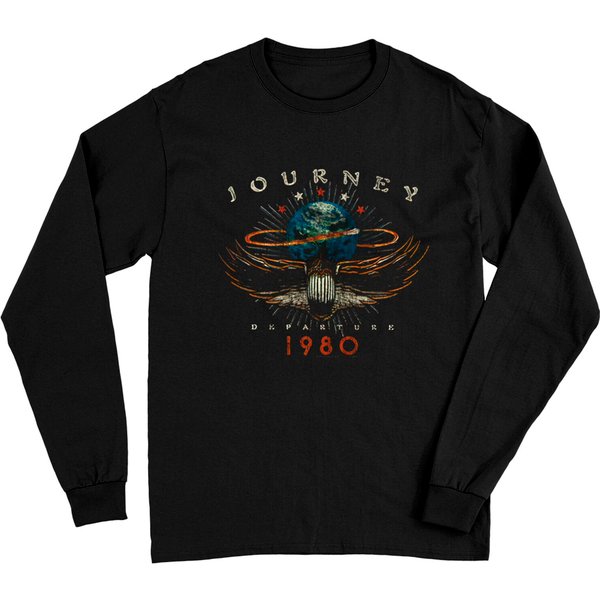 Journey 1980 Black Womens Distressed Long Sleeves Tee-image