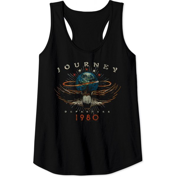 Journey 1980 Black Womens Distressed Tank Tops Tee-image
