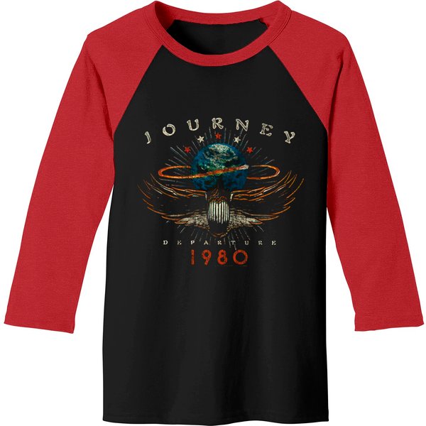 Journey 1980 Black Womens Distressed Baseball Tees Tee-image