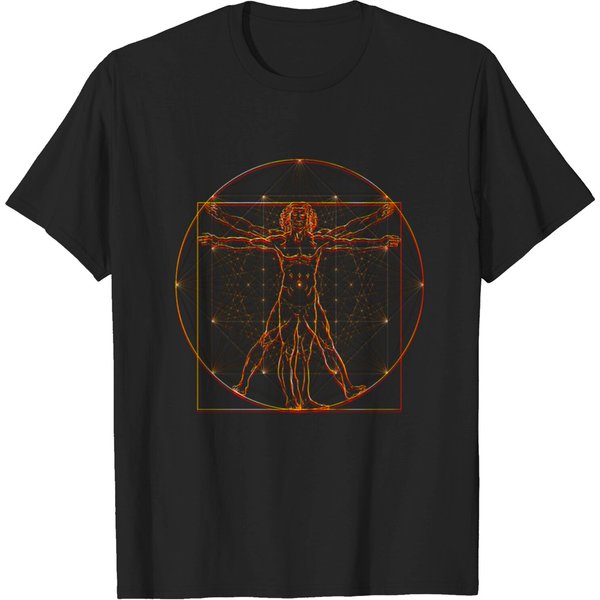 Leonardo Da Vinci Vitruvian Man Trippy Mandala Art Glitch - Leonardo Da Vinci Vitruvian Man - T-Shirt-image