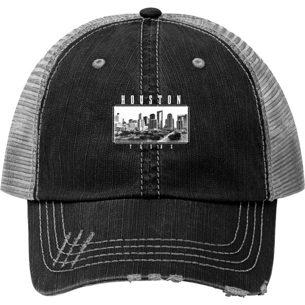 Houston Skyline Texas Pride Vintage Houston Trucker Hats-image