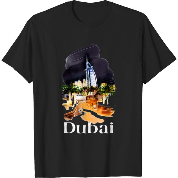 Dubai Uae T Shirt - Souvenir Painting City Of Dubai Shirt-image