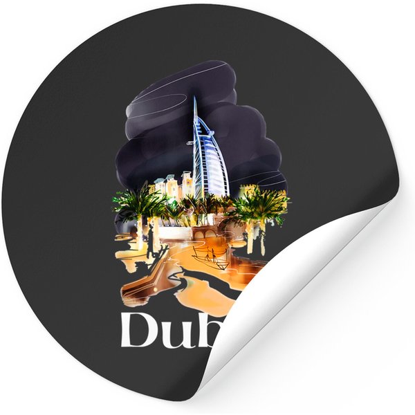 Dubai Uae Stickers - Souvenir Painting City Of Dubai Sticker-image