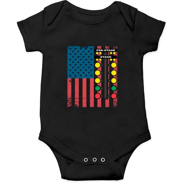 Drag Car Racing Usa Flag Onesie-image