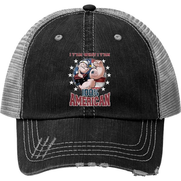 Popeye Yam American Graphite Heather Adult Print Trucker Hats Trucker Hat-image
