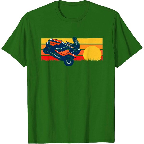 Riding Lawn Mower Wheelie Funny Vintage 80S Sunset T-Shirt-image