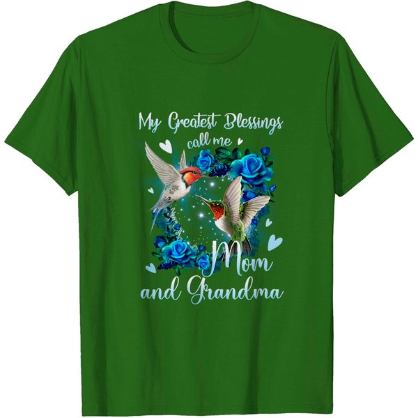 My Greatest Blessing Call Me Mom And Grandma Hummingbird T-Shirt-image