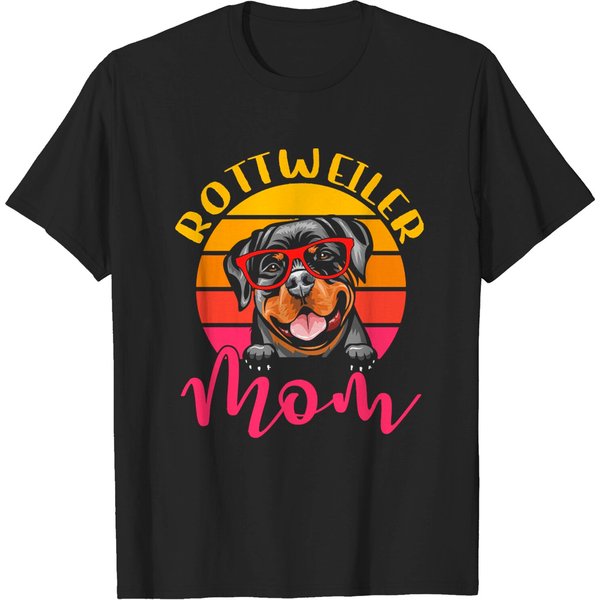 Dog Lover Gift T- Shirt Funny Rottweiler Dog Mom Gift Idea T- Shirt T-Shirts-image