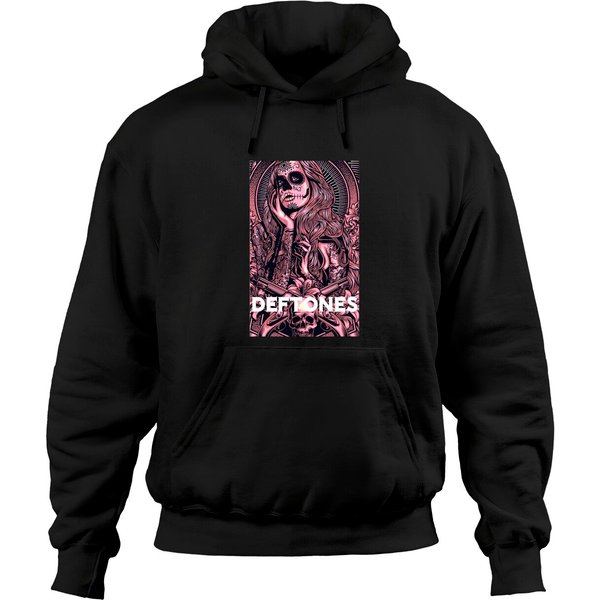 Deftones Hoodies Men's Cotton Crew Neck Comfort Short Sleeve Graphic Tees Black-image