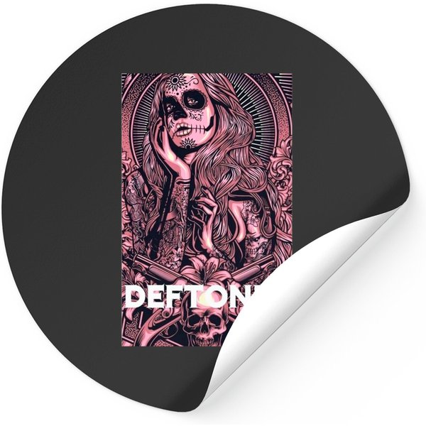 Deftones Stickers Men's Cotton Crew Neck Comfort Short Sleeve Graphic Tees Black-image