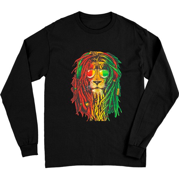 Bob Marley Rasta Lion Art For Reggae Lover Classic Long Sleeves-image