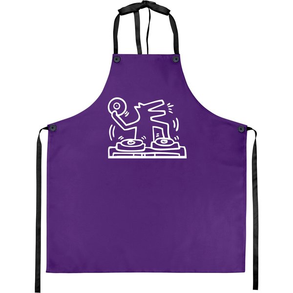 Keith Lovers Haring - Outline Dj Dog White - Keith Lovers Haring Outline Dj Dog Whit - Aprons-image