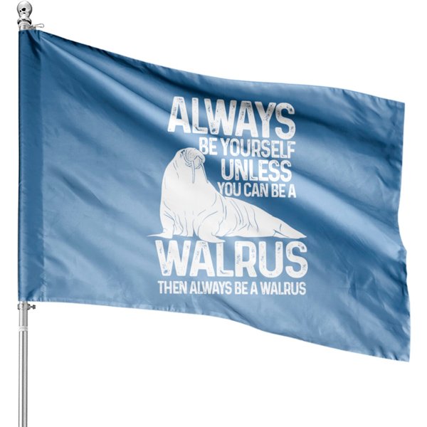 Walrus Marine Animal Gift House Flags-image