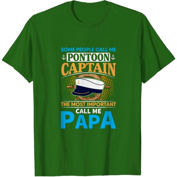 Mens Pontoon Boat Captain Gift For Grandfather Dad Papa Boating T-Shirt-image