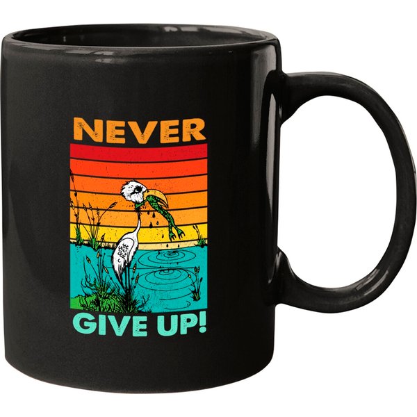 Never Give Up Frog Mugs Motivational Inspirational