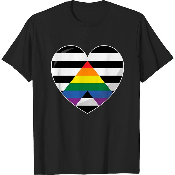 Pride Heart Straight Ally T-Shirt - Ally Love Design-image