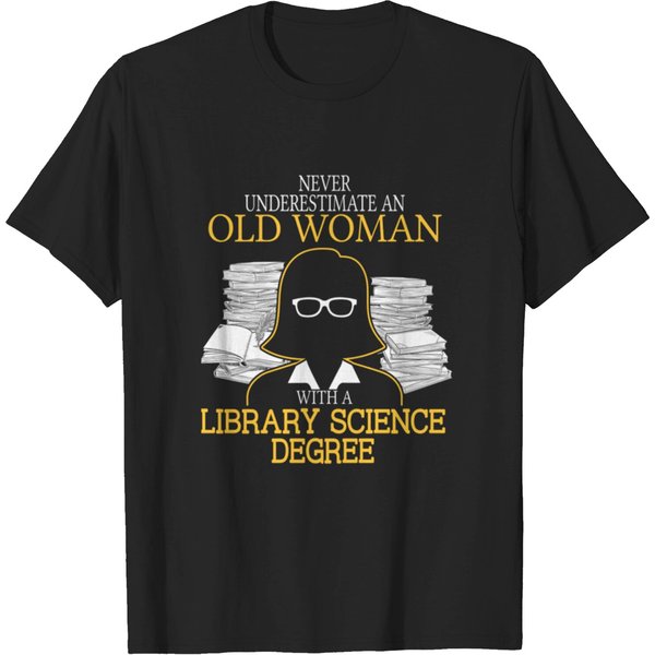 Never Underestimate Old Woman Library Science T-Shirt-image