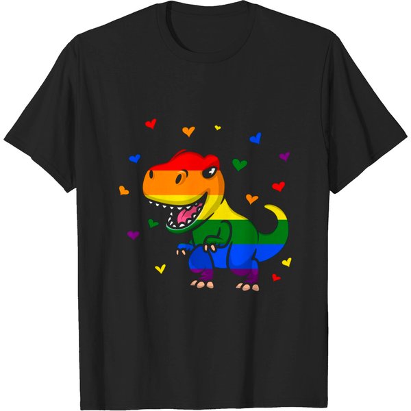 Lgbt Pride Flag Dinosaur Pride Rainbow Colors T-Shirt-image