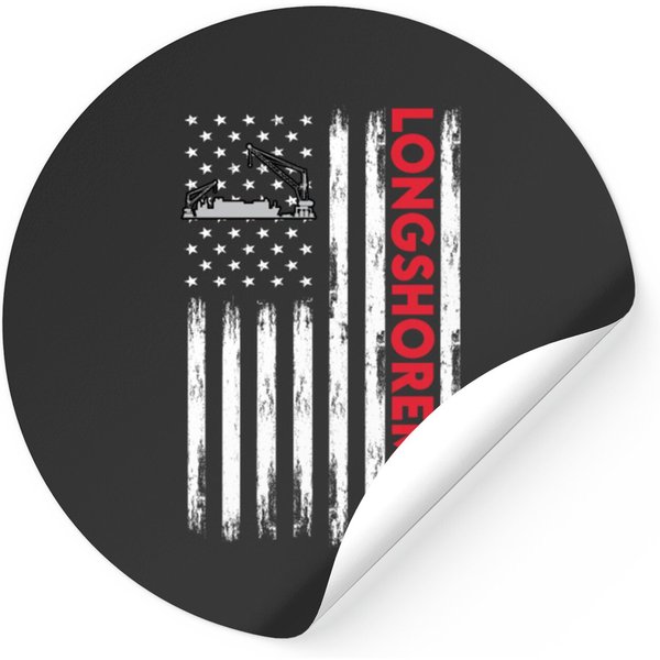 Longshoreman Usa Flag Sticker Stickers-image