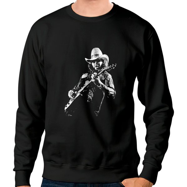 Black And White Hank Jr Arts Williams Playing Guitar Music Classic Sweatshirts-image