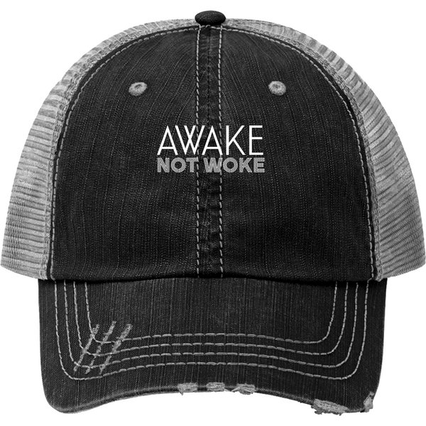 Awake Not Woke Conservative Political Trucker Hats-image
