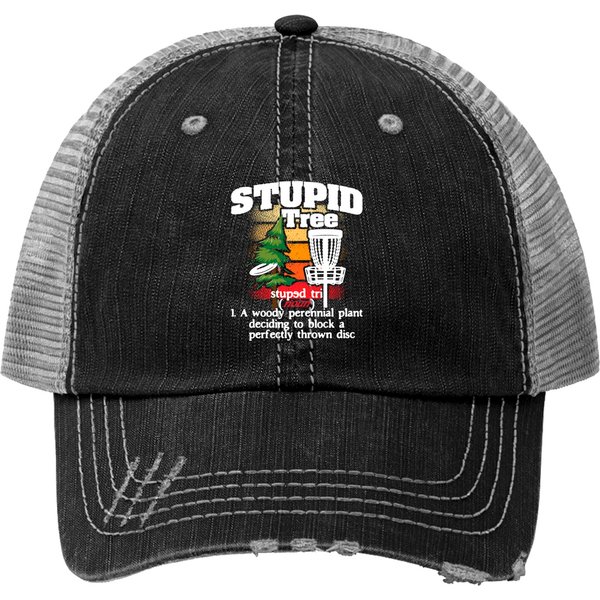 Stupid Tree Definition - Disc Golf Player Flying Disc Golfer Trucker Hats-image