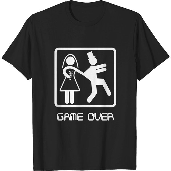 Game Over Video Gamer Bachelor Wedding Groom T-Shirt-image
