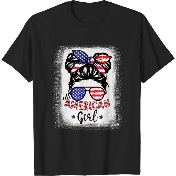 All American Girl Bleached Shirts Patriotic July 4Th T-Shirt-image